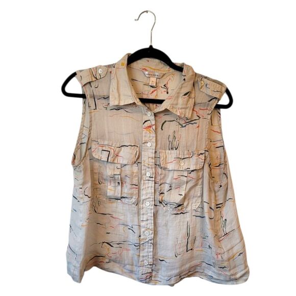 Banana Republic Women's Desert Print Ramie Utility Shirt Size XL - Picture 1 of 8